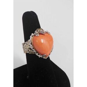 Michael Valitutti NH Coral Coral Heart .925 Ring sz 6.75